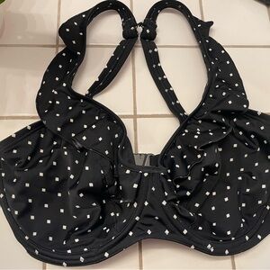 Freya Black Bikini Top with White Square Pattern